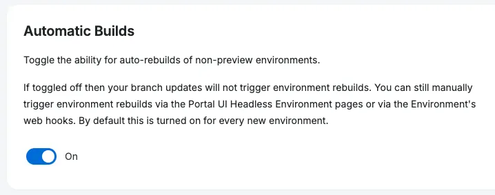 Preview Environment Settings Toggle